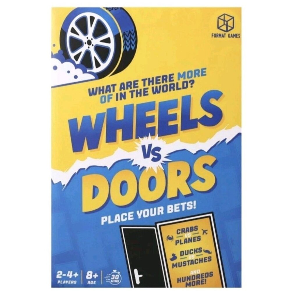 FORMAT GAMES Wheels VS Doors Place Your Bets! Game Ages 8+ 2-4+ players NEW